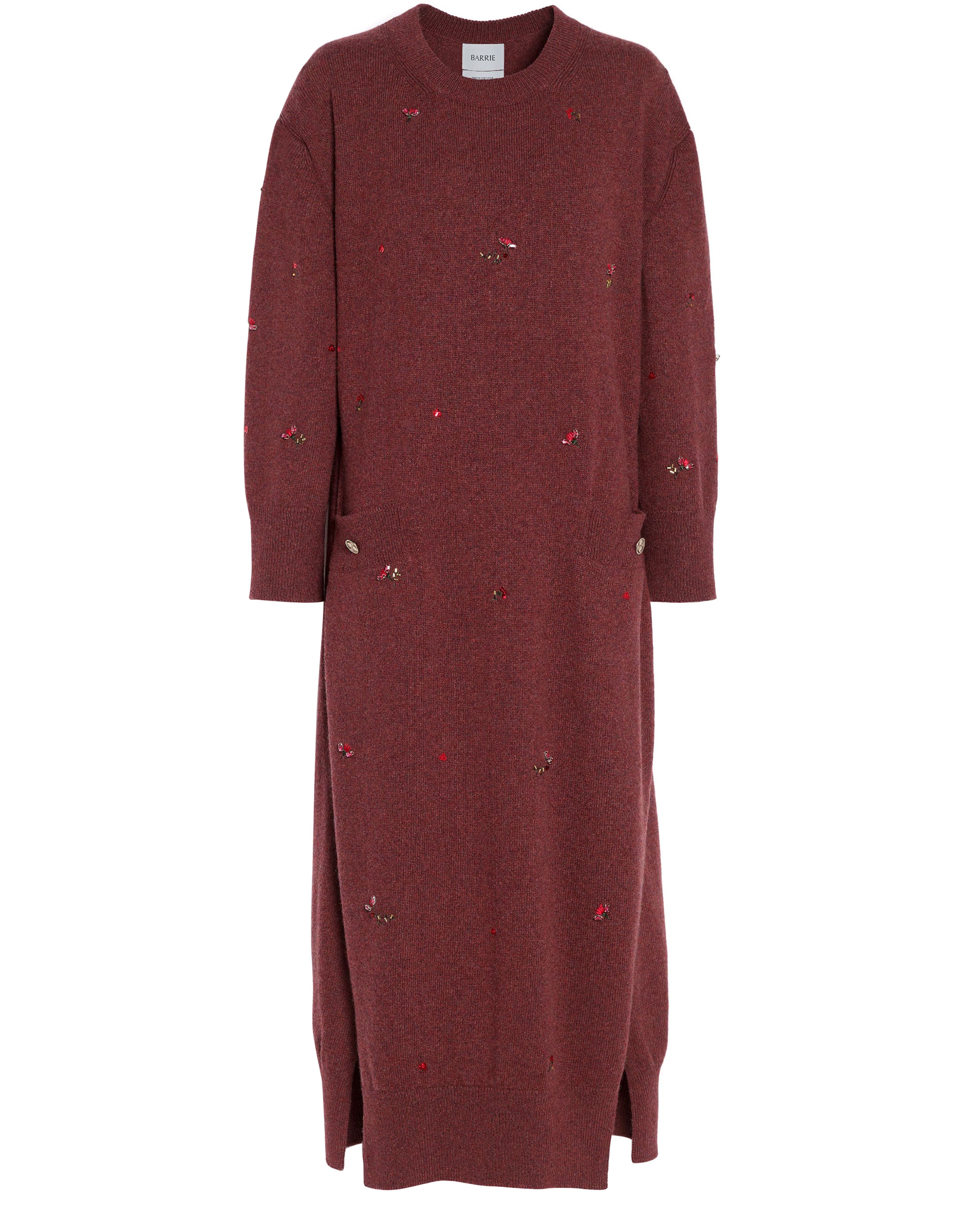 Barrie Iconic midi dress in cashmere with floral embroidery