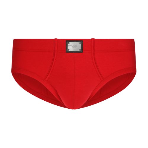 Dolce & Gabbana Two-way-stretch cotton mid-rise briefs with logo tag