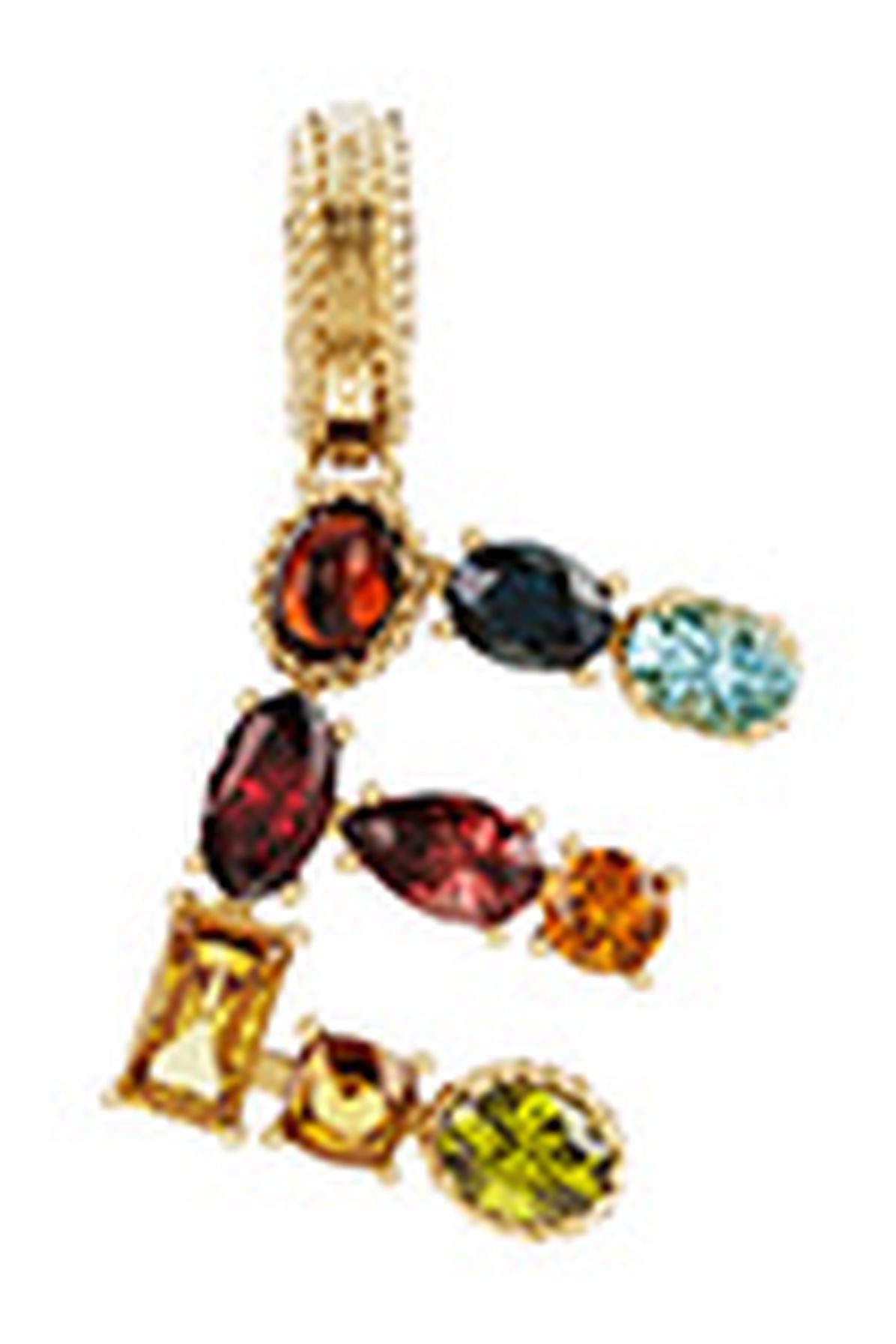 Dolce & Gabbana Rainbow alphabet E 18 kt yellow gold charm with multicolor fine gems