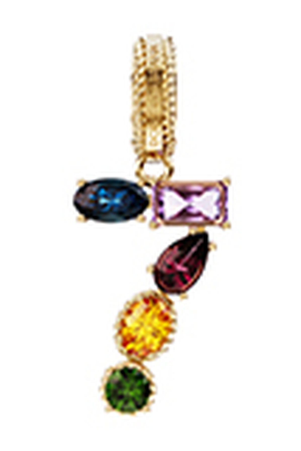 Dolce & Gabbana 18 kt yellow gold rainbow pendant with multicolor finegemstones representing number 7