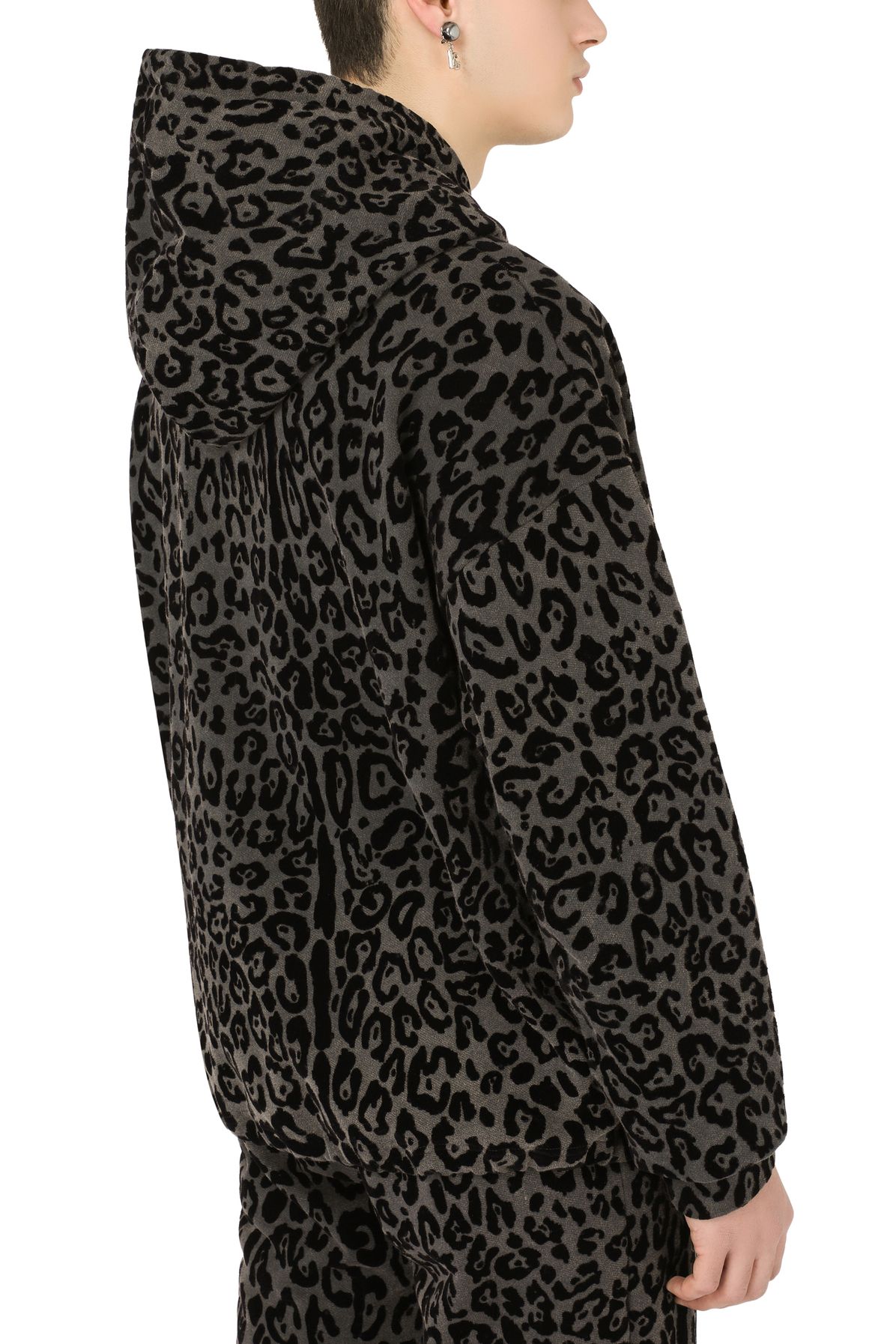 Dolce & Gabbana Cotton hoodie with leopard print