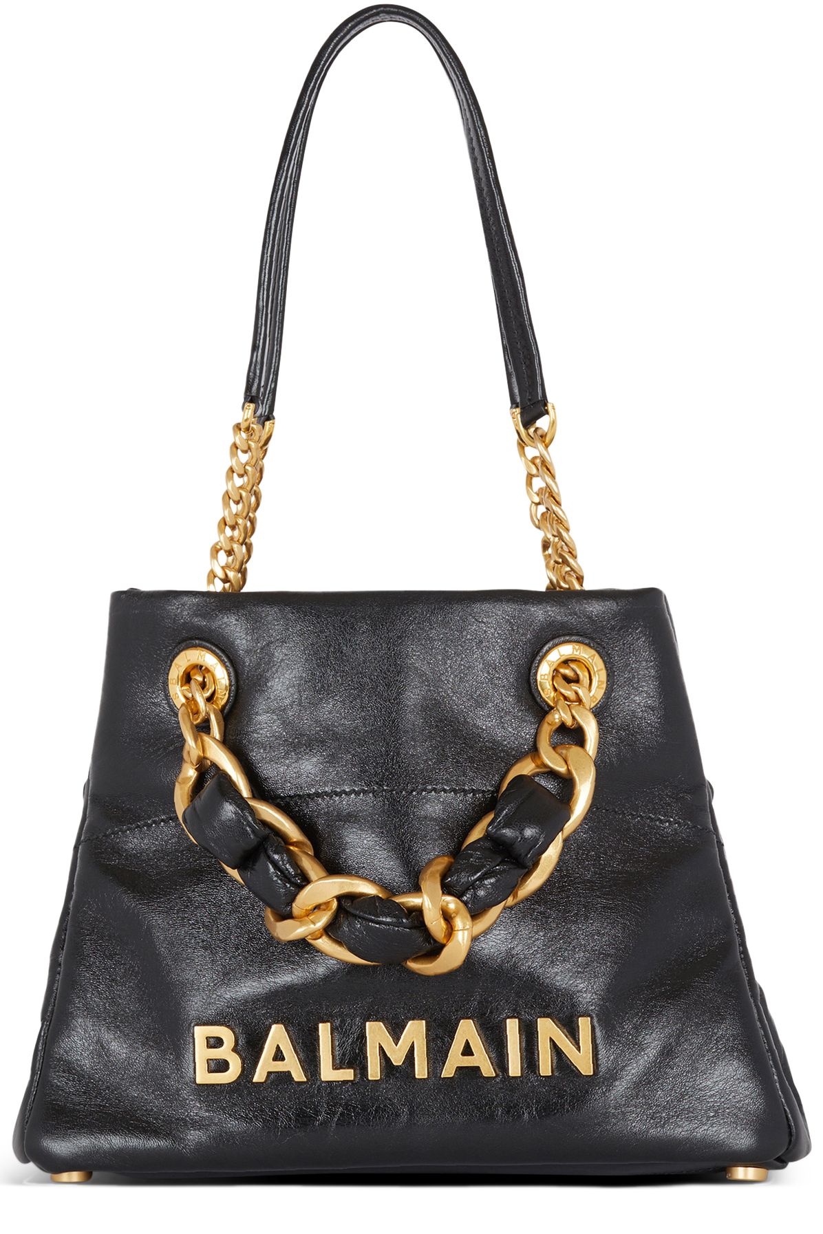 Balmain 1945 Soft Crumpled Leather Shopper