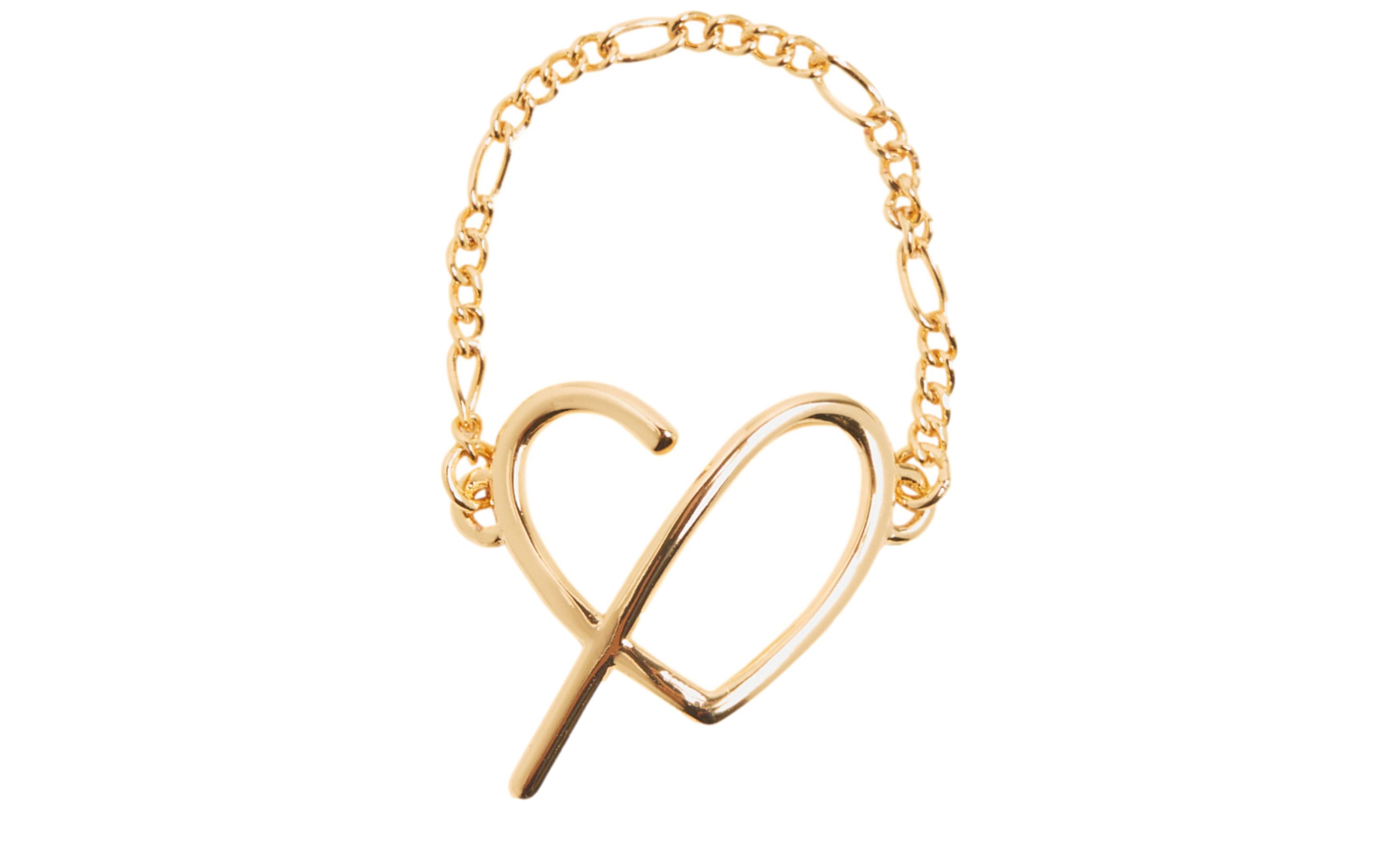  Golden CP heart chain ring