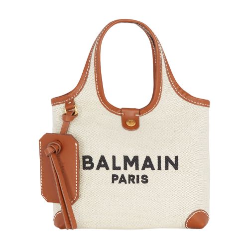 Balmain B-Army Canvas and Leather Grocery Bag