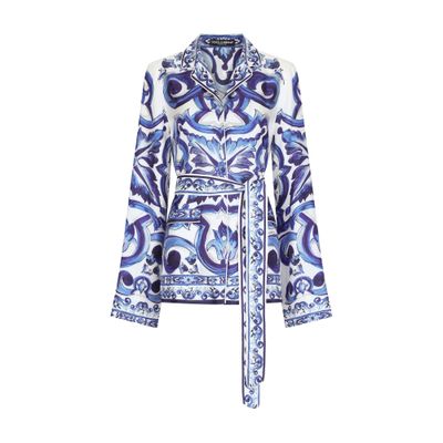 Dolce & Gabbana Maiolica Printed Twill Pajama Shirt