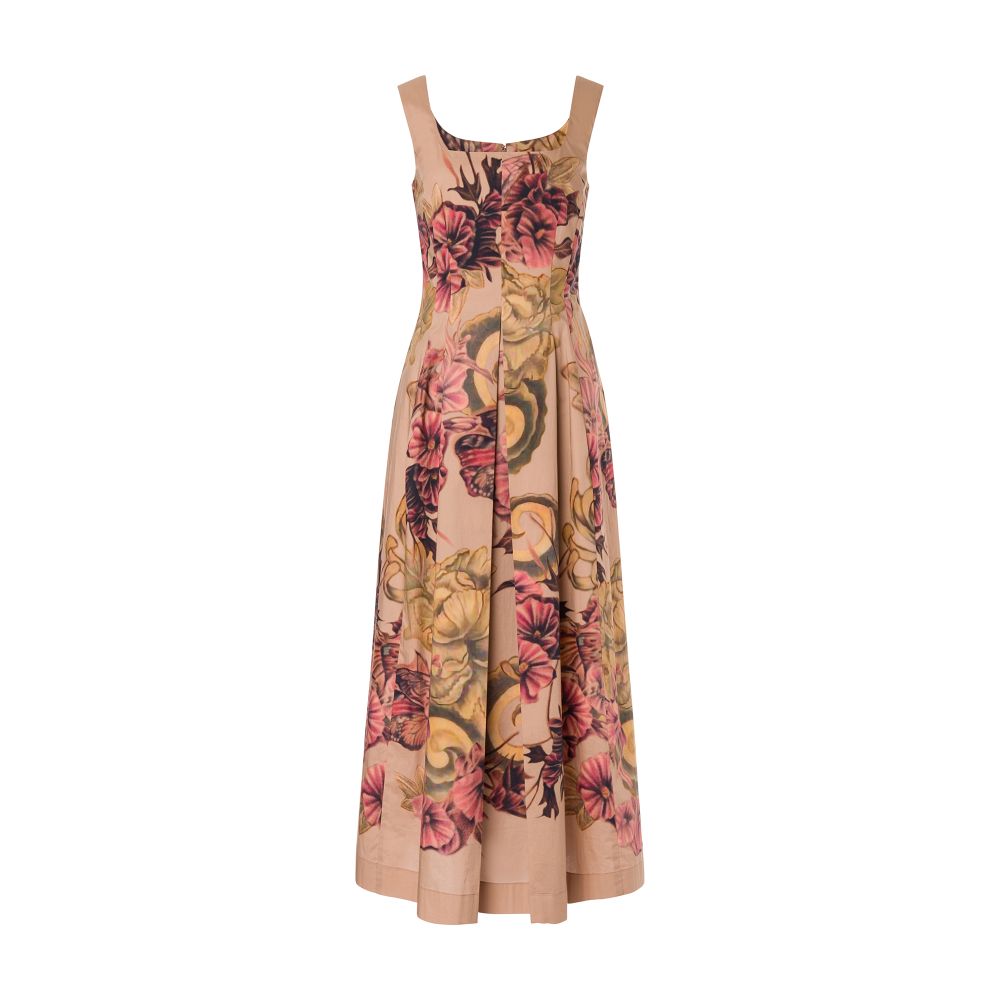 Alberta Ferretti Dress in stretch poplin with Tattoo print