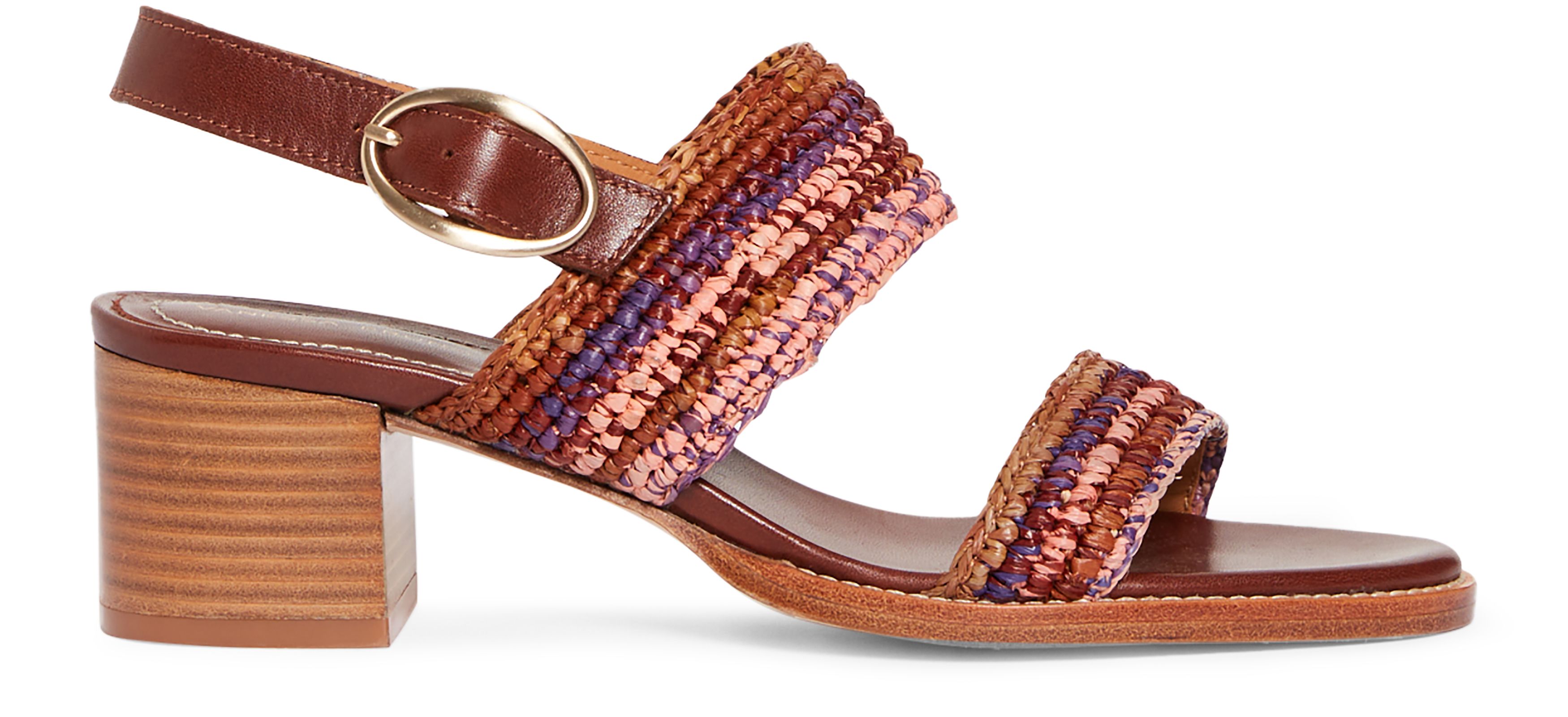  Sandals in raffia & leather