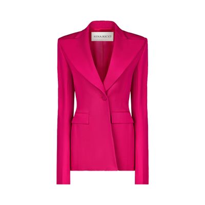 Nina Ricci Wool Gabardine Single Button Blazer