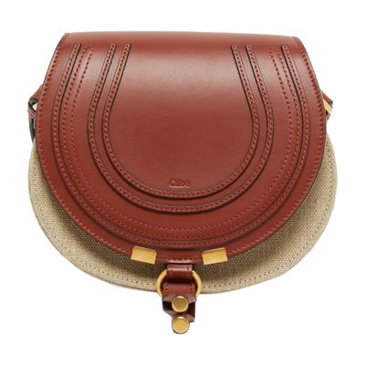 Chloé Marcie small linen and smooth leather shoulder bag