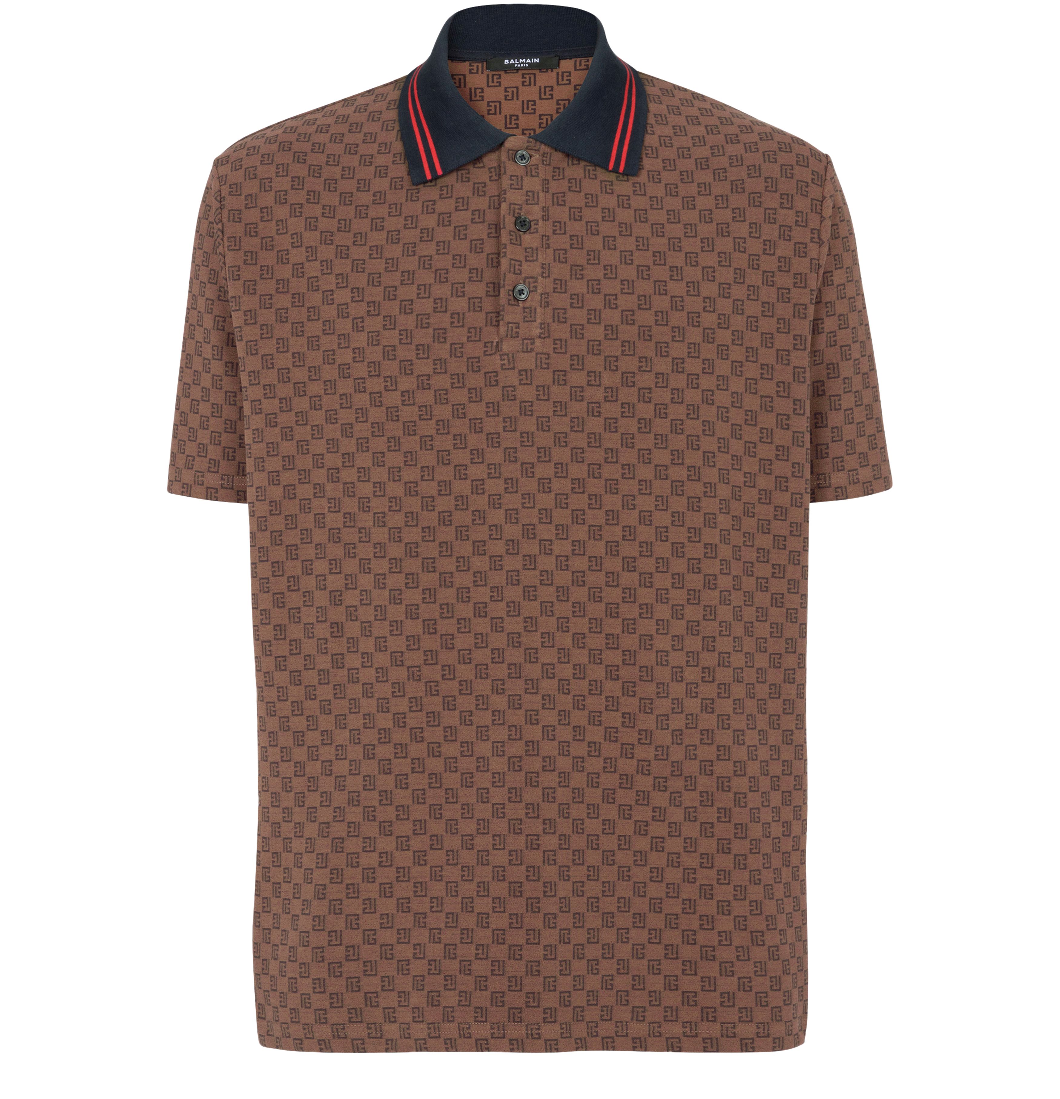 Balmain Mini monogram jacquard jersey polo shirt