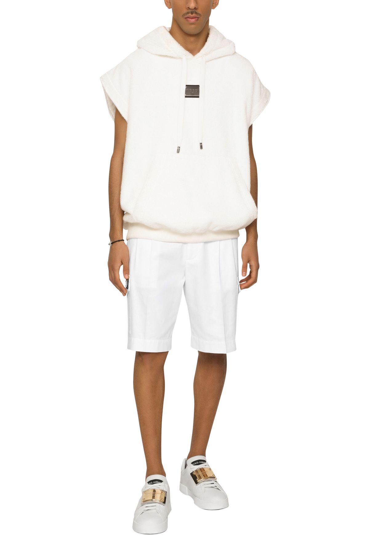 Dolce & Gabbana Cotton Gabardine Cargo Bermuda Shorts with Logo Plaque