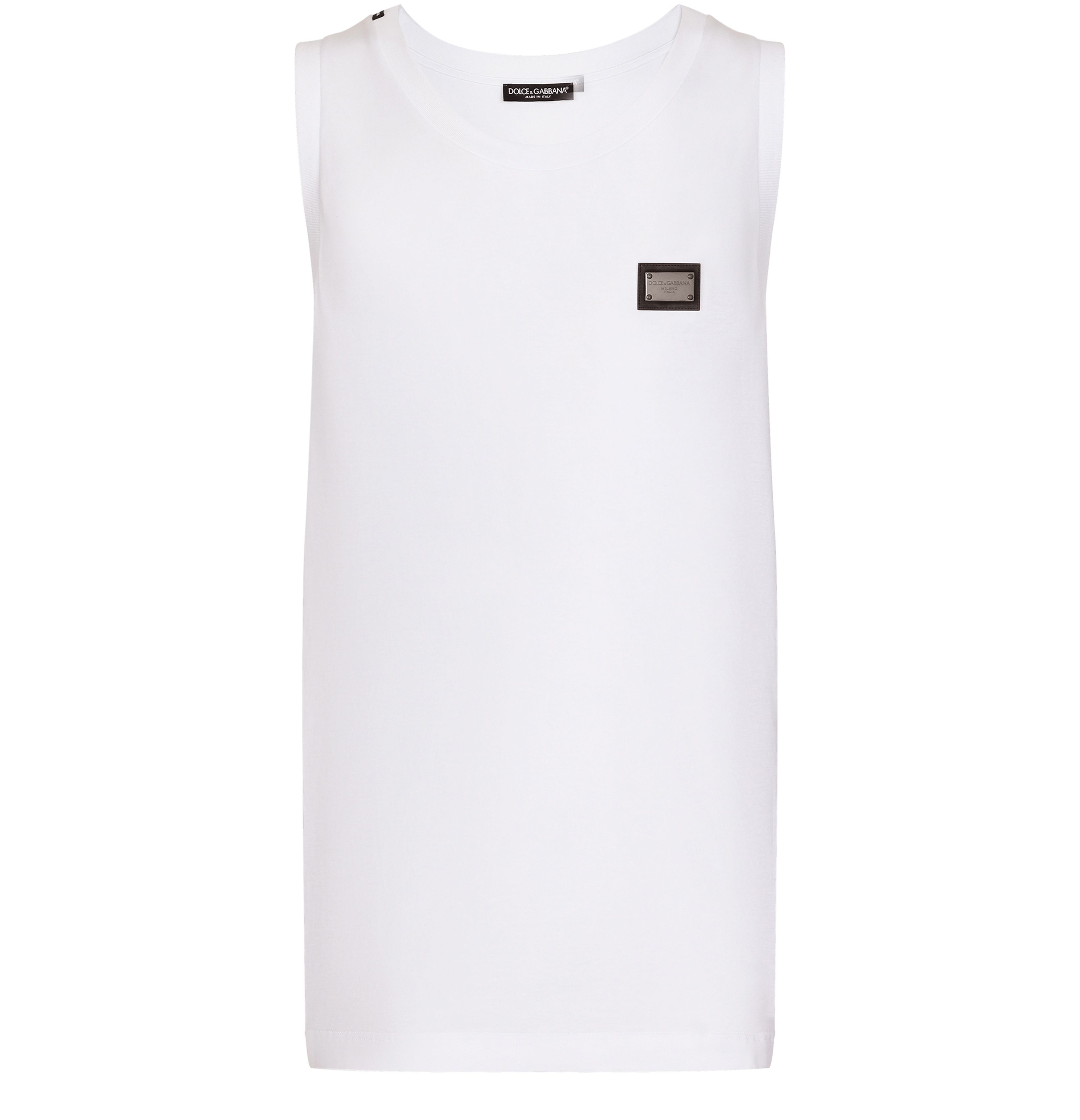 Dolce & Gabbana Jersey Tank Top with Logo Plaque