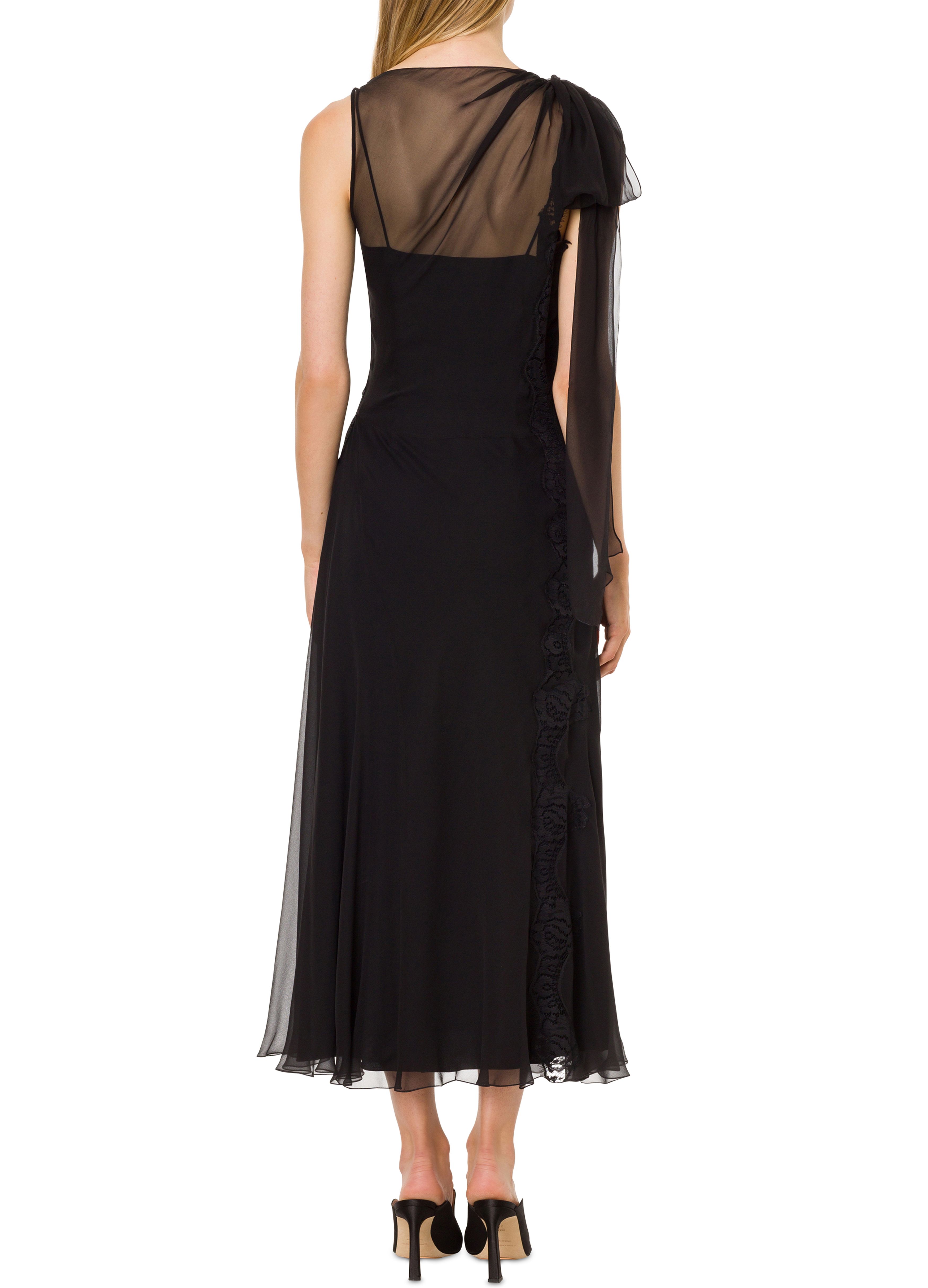 Alberta Ferretti Organic chiffon dress with lace