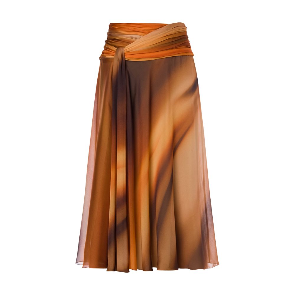 Alberta Ferretti Gradient silk chiffon longuette skirt