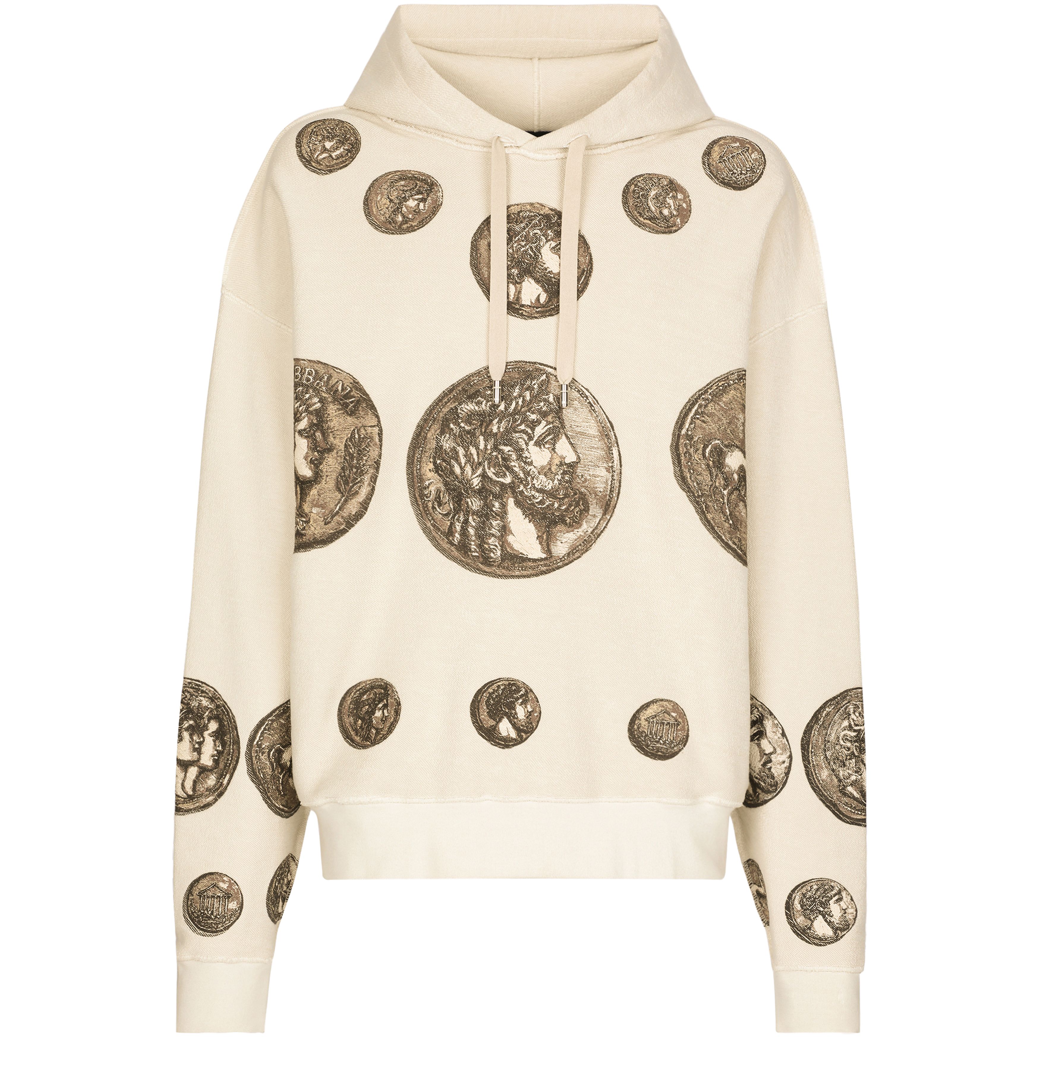 Dolce & Gabbana Reverse Jersey Hoodie with Hood and Coin Print