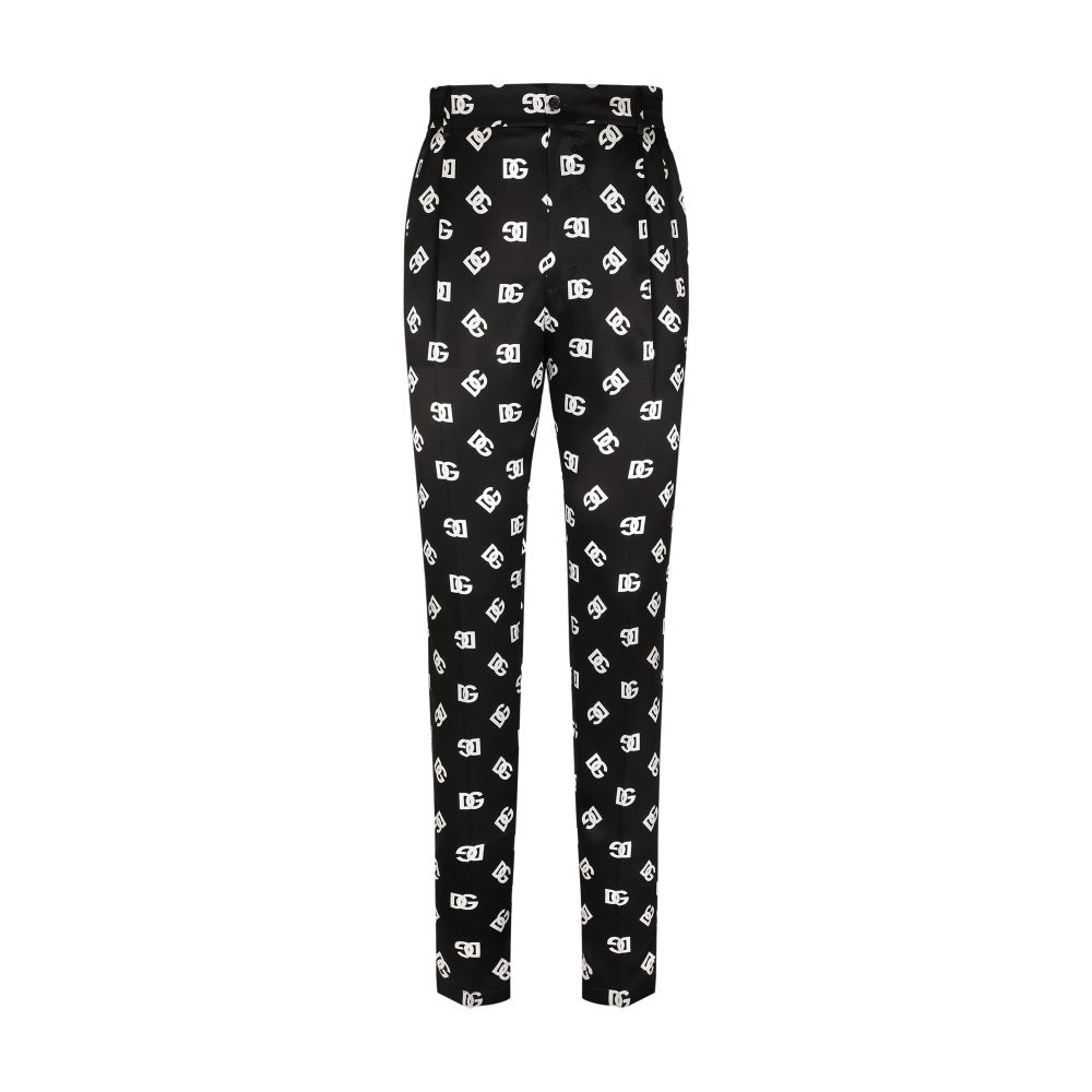 Dolce & Gabbana Silk twill pants with DG Monogram print