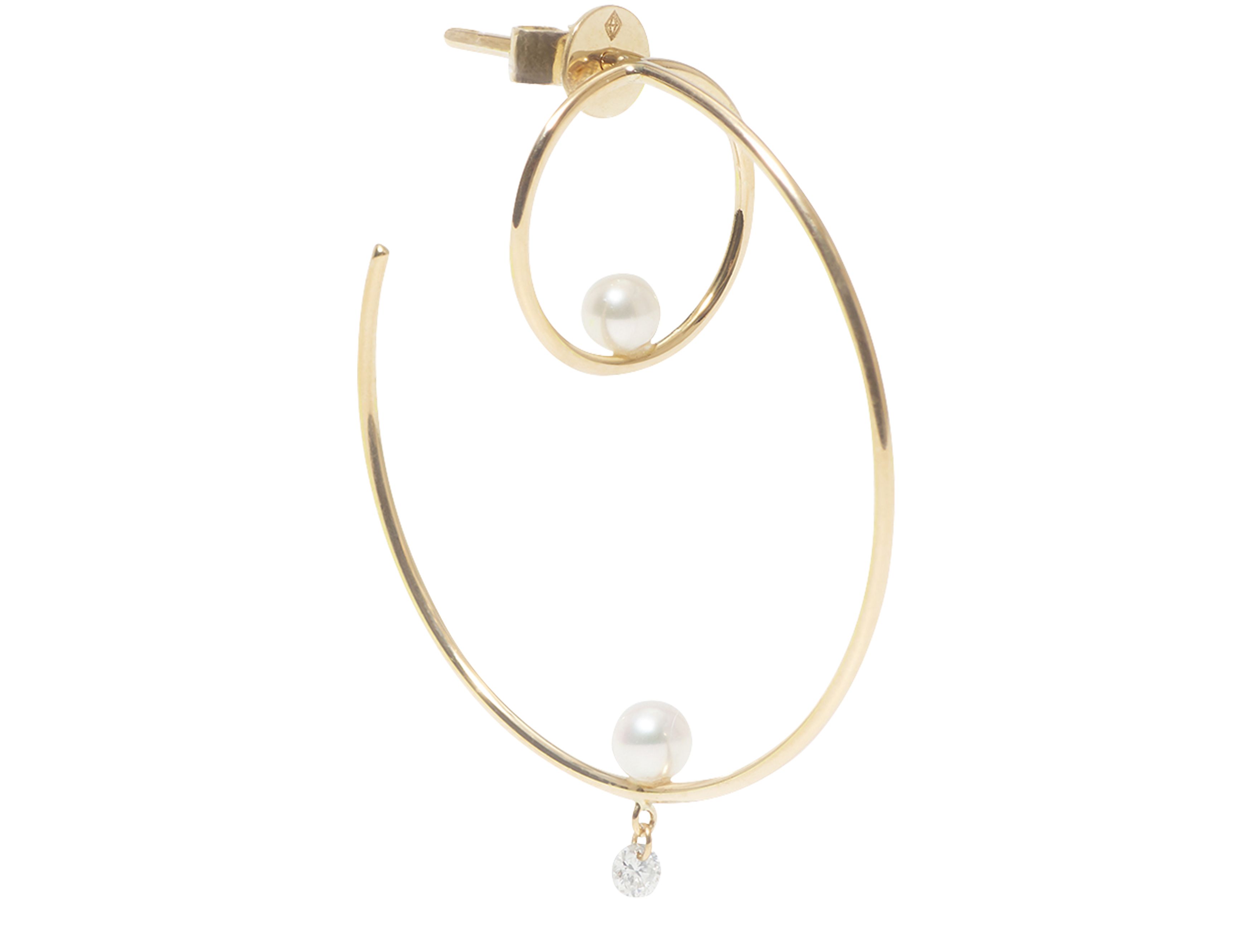 Persée Single earring Créole pearl 1 diamonds