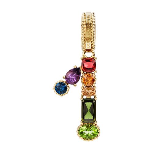 Dolce & Gabbana 18 kt yellow gold rainbow pendant with multicolor finegemstones representing number 1