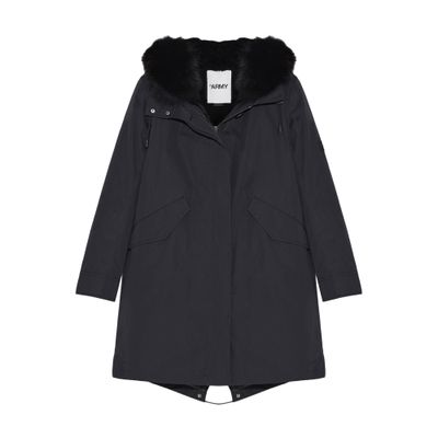 Yves Salomon Waterproof cotton blend parka with fox and rabbit fur