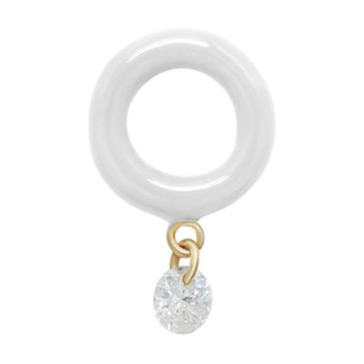 Persée White Enamel 1 diamond single earring