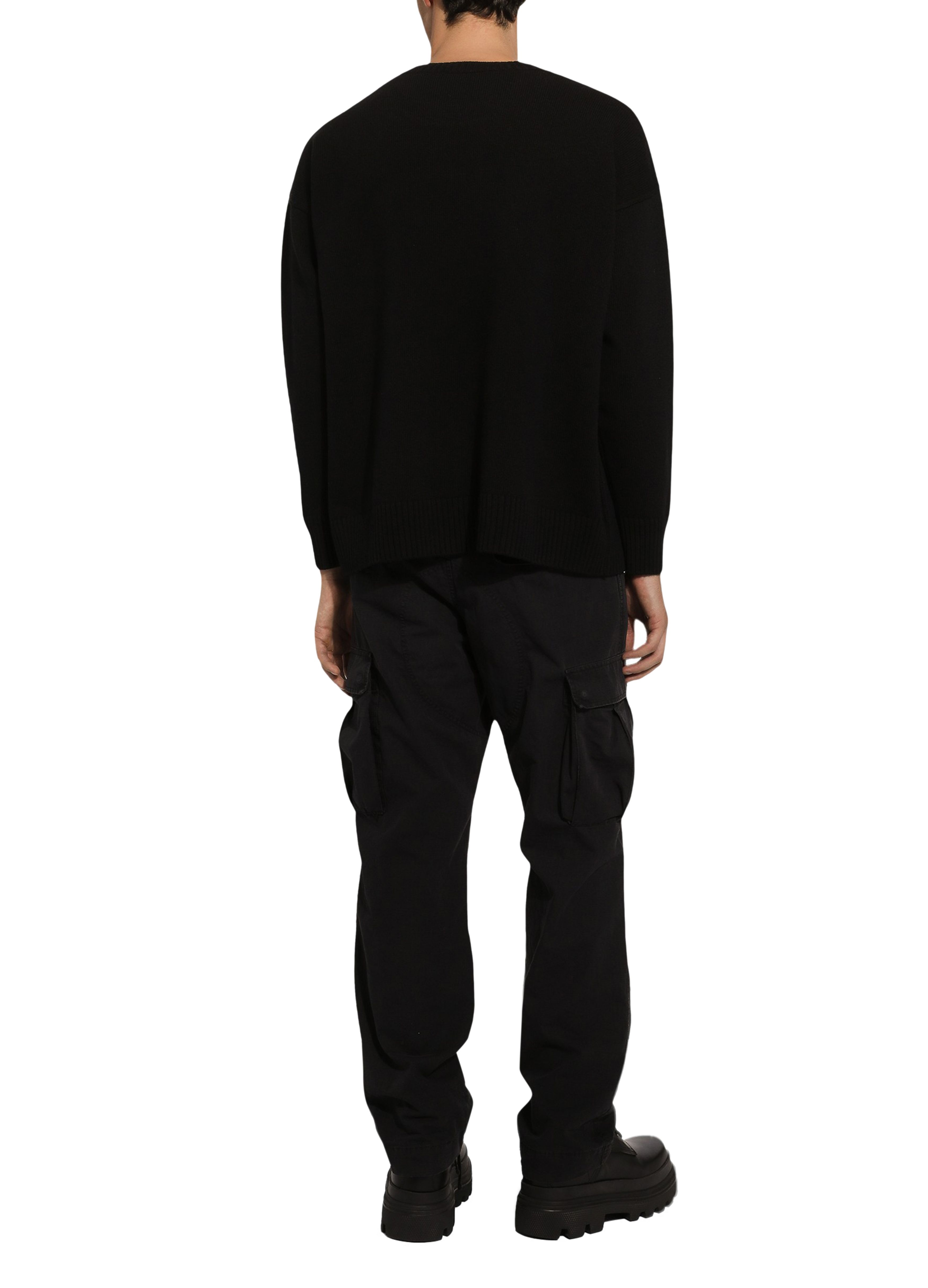 Dolce & Gabbana Wool round-neck sweater with DG inlay