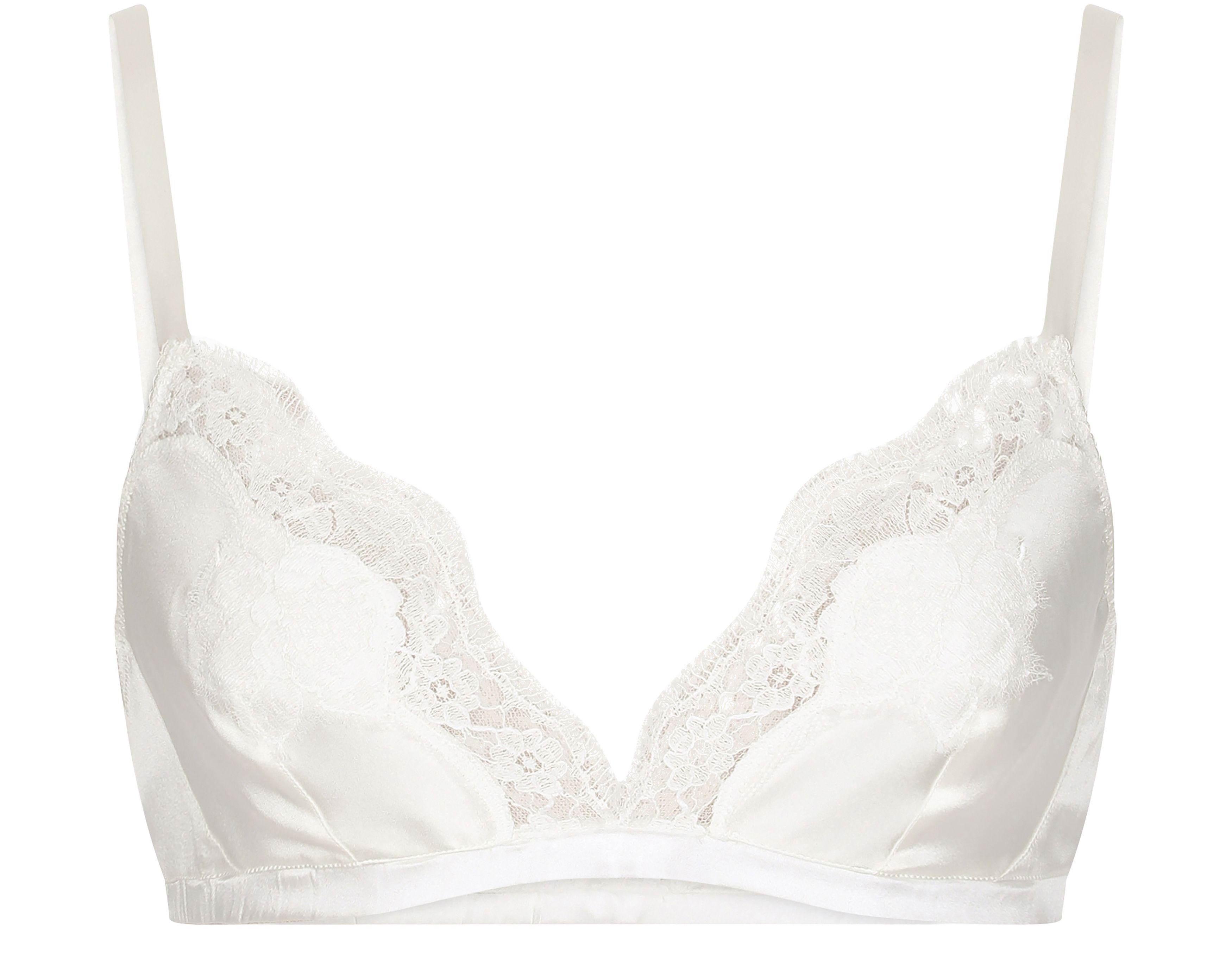 Dolce & Gabbana Soft-cup satin bra with lace detailing