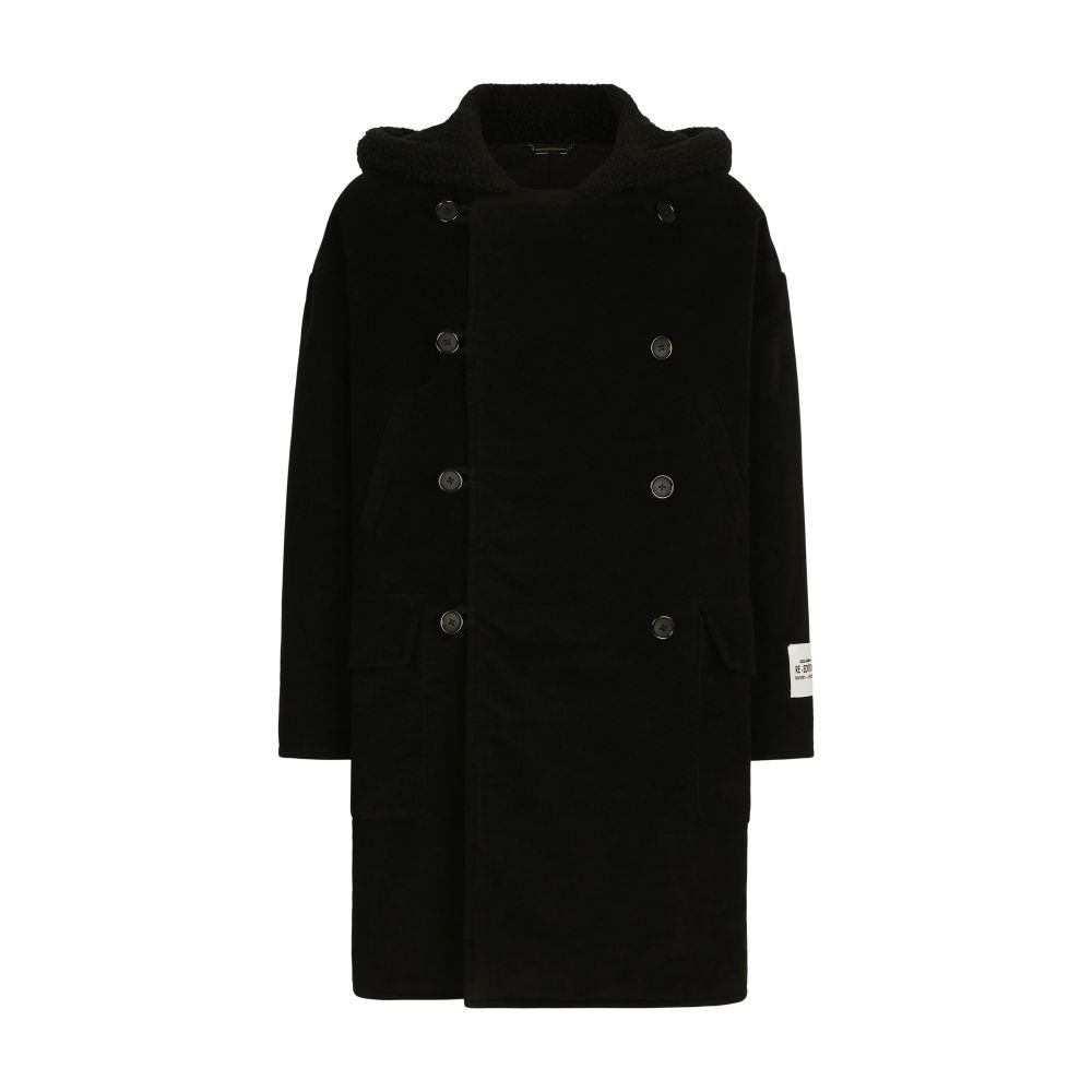 Dolce & Gabbana Fustian coat with shearling hood