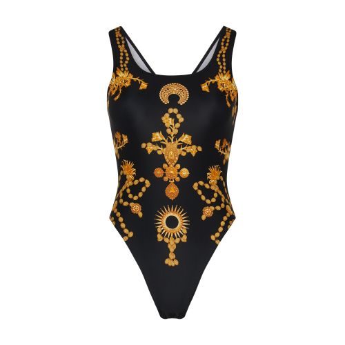 Marine Serre Ornament Jewelry Sporty printed one piece swimsuit