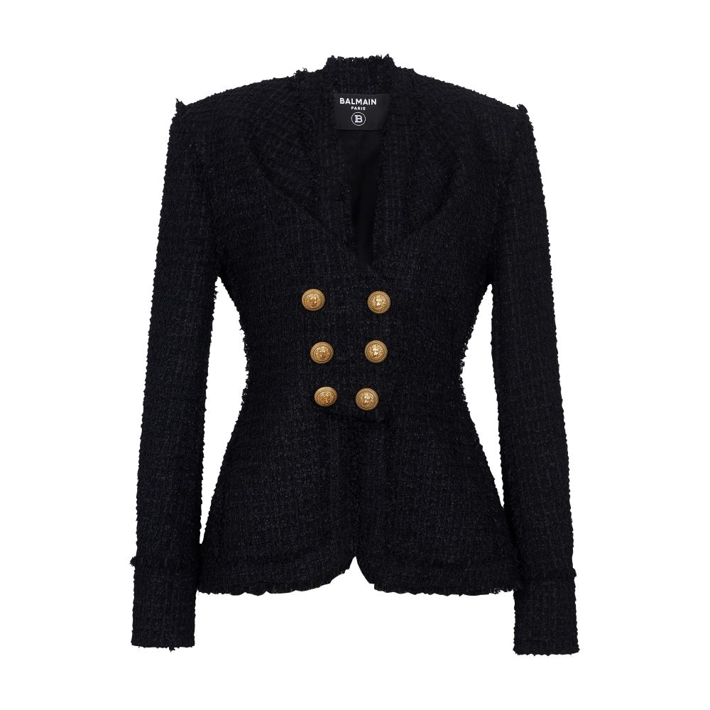 Balmain Collarless Tweed Jacket