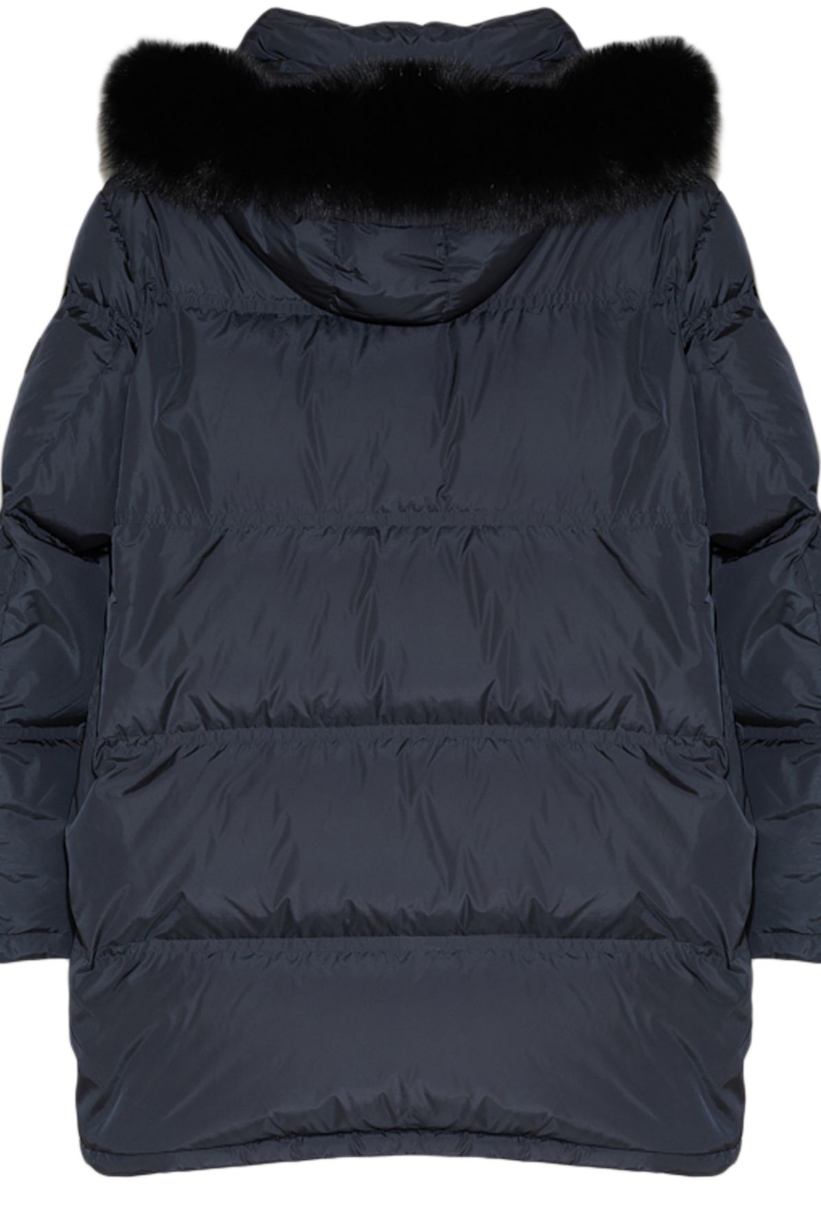 Yves Salomon Long hooded puffer jacket with fox fur trim