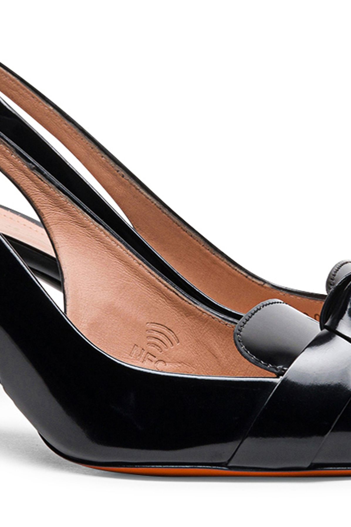 Santoni Leather mid-heel slingbacks