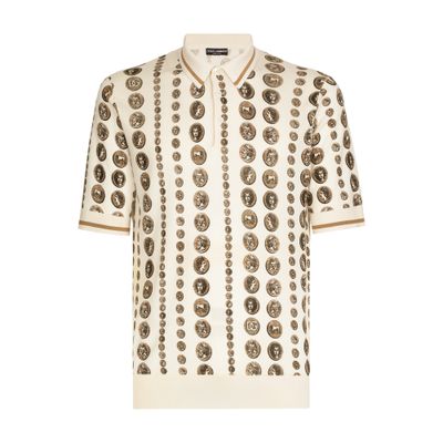 Dolce & Gabbana Silk Polo Shirt with Monet Print