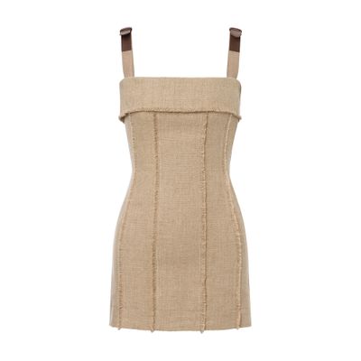 Alberta Ferretti Mini dress in basketweave with leather straps