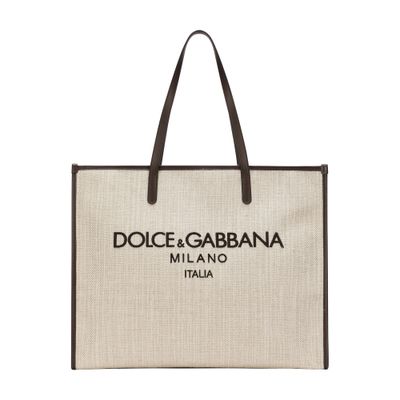 Dolce & Gabbana Large Structured Canvas Tote Bag