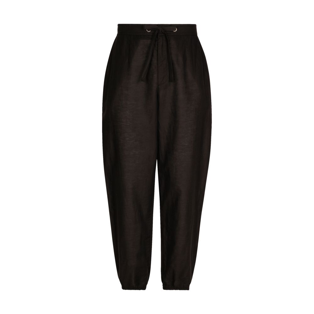 Dolce & Gabbana Linen and Cotton Jogging Pants with Logo Label