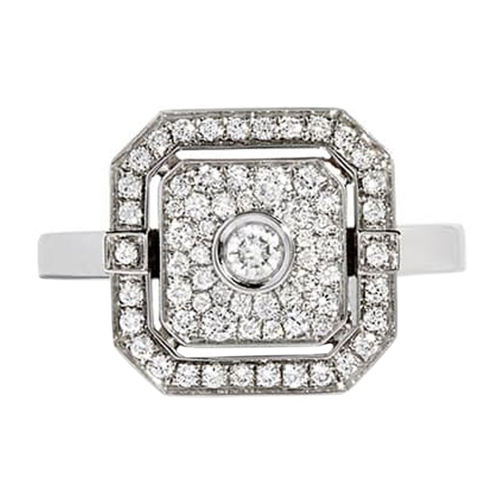  Skyway square diamond & silver ring