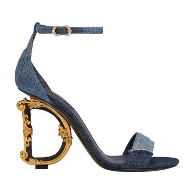 Dolce & Gabbana Patchwork denim sandals with baroque DG heel