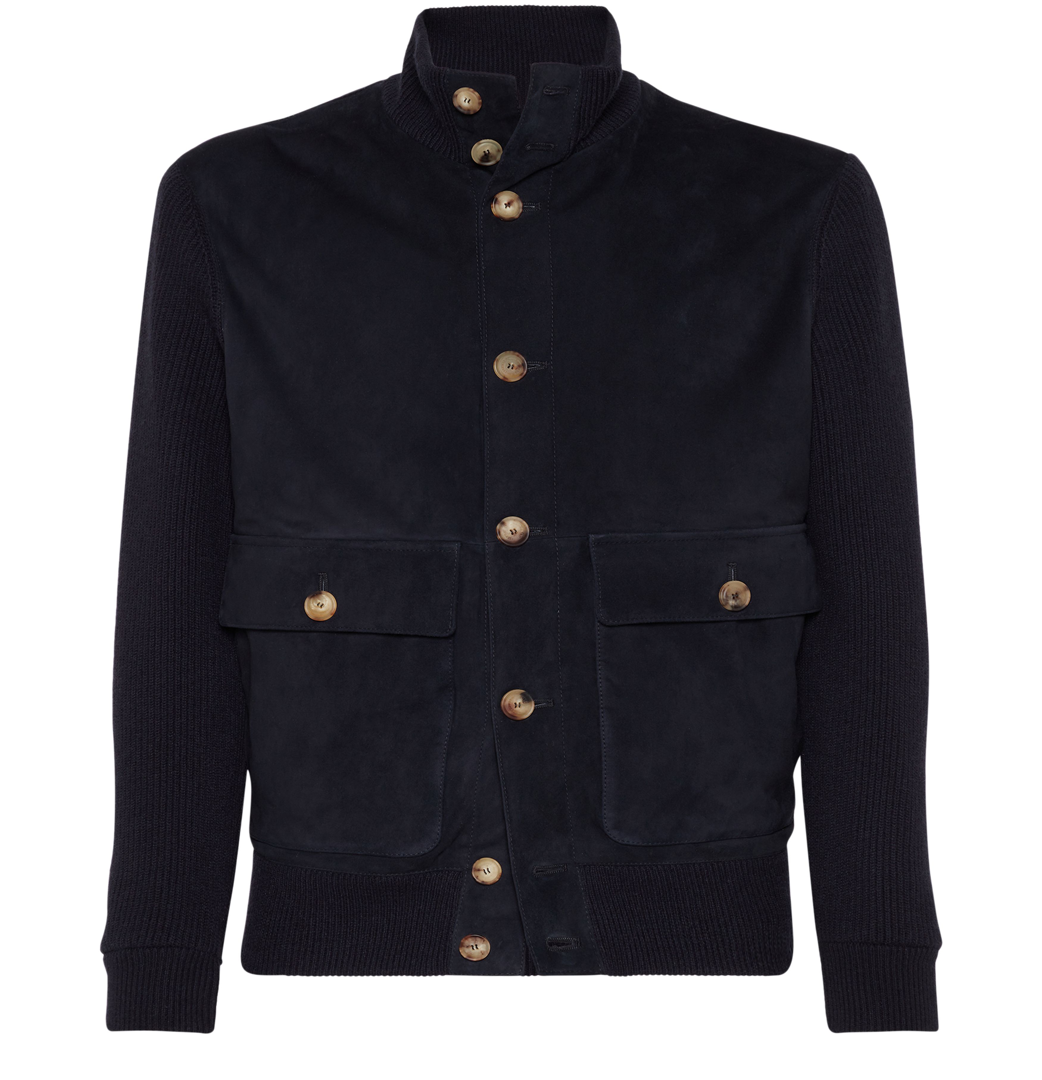 Brunello Cucinelli Suede and knit outerwear jacket