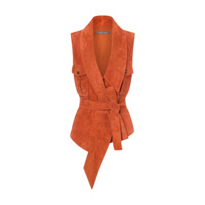 Alberta Ferretti Suede waistcoat with sash