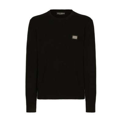 Dolce & Gabbana Wool round-neck sweater with branded tag