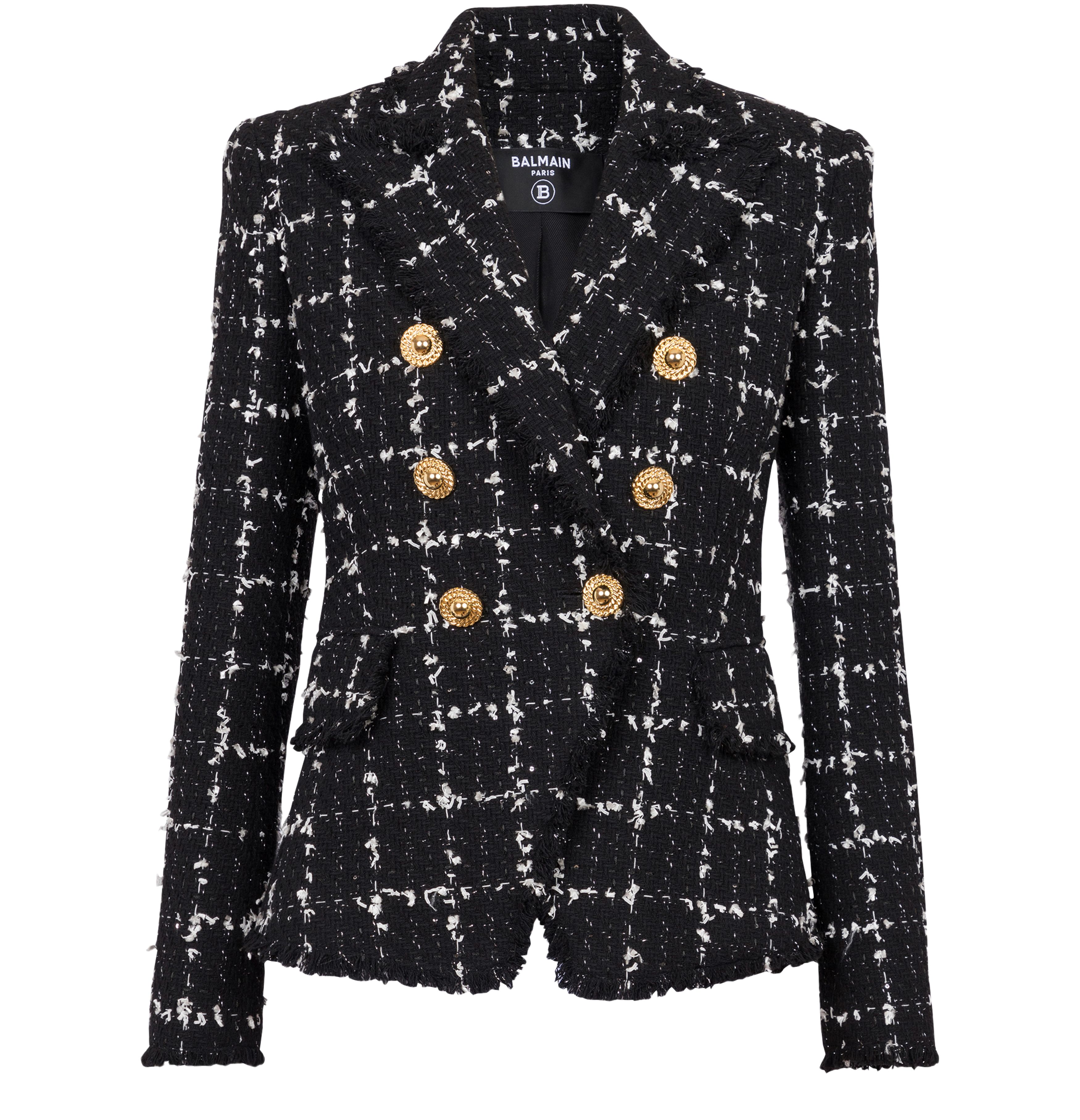 Balmain 6-Button Checked Tweed Jacket