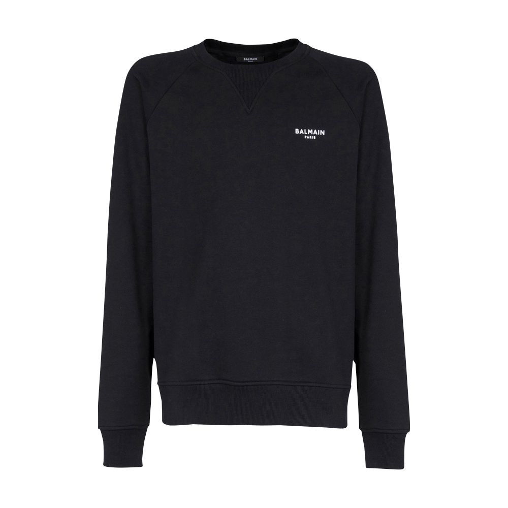 Balmain Eco-designed cotton sweatshirt with small flocked Balmain Paris logo