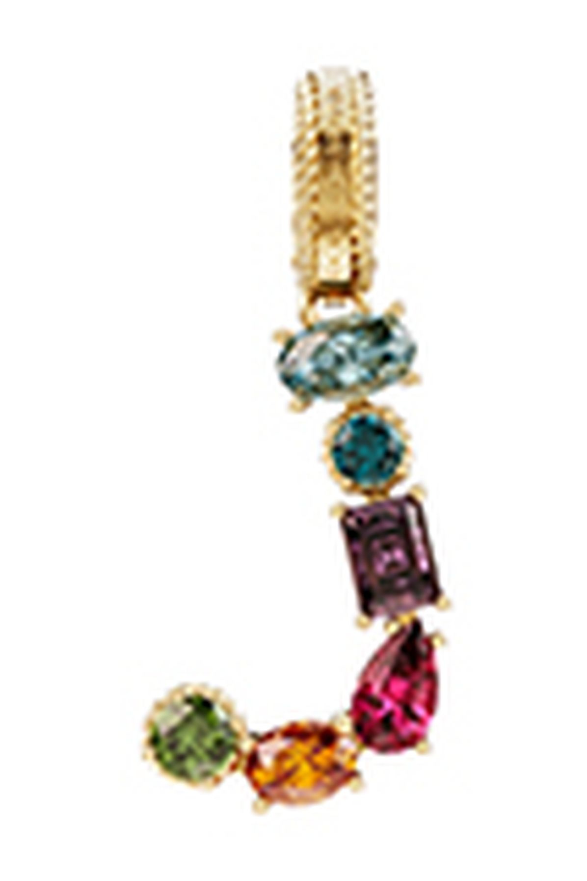 Dolce & Gabbana Rainbow alphabet J 18 kt yellow gold charm with multicolor fine gems