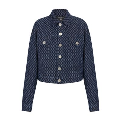 Balmain Mini Monogram Jacquard Denim Jacket