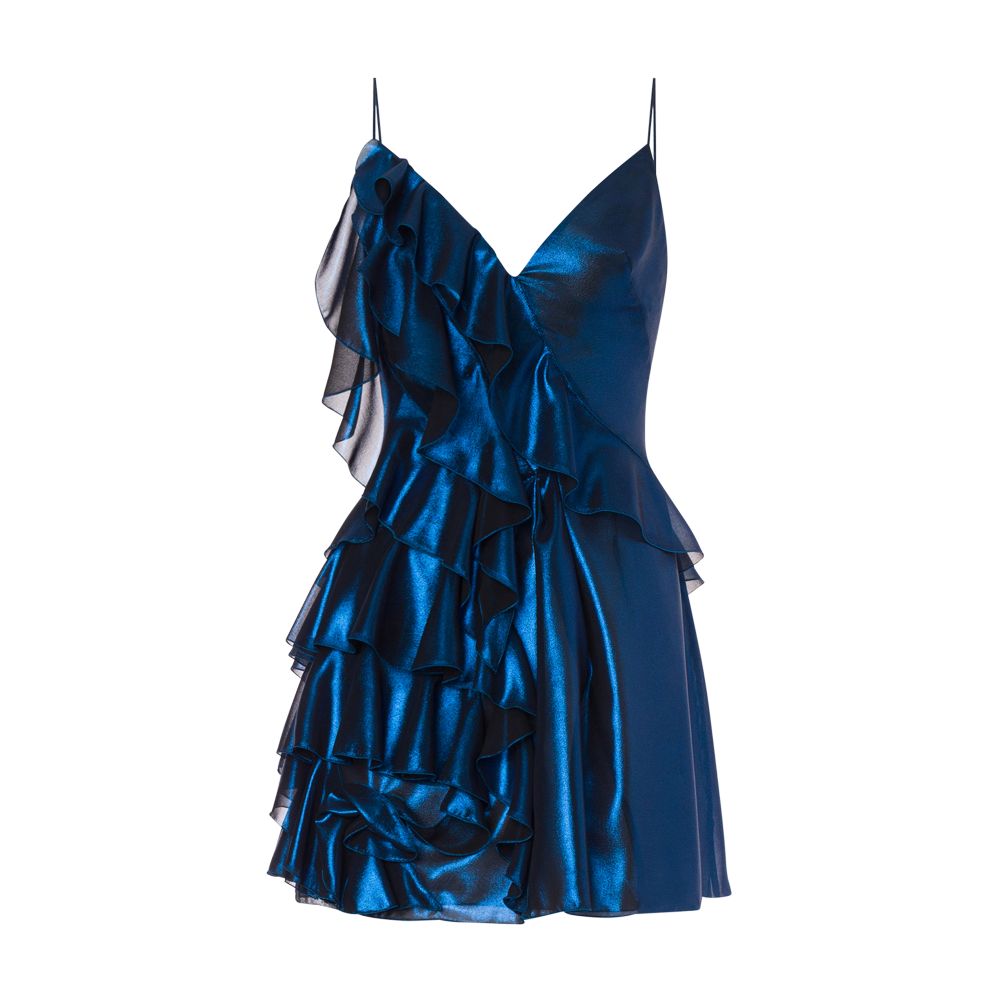 Alberta Ferretti Lamé chiffon minidress with ruffles