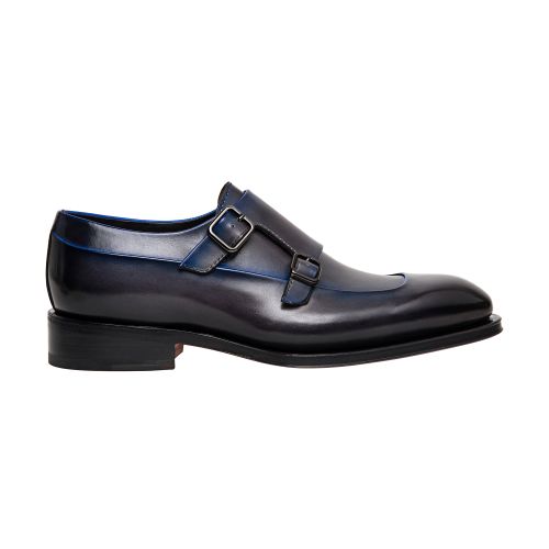 Santoni Leather shoe with double buckle