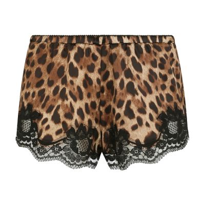 Dolce & Gabbana Leopard-print satin lingerie shorts with lace detailing