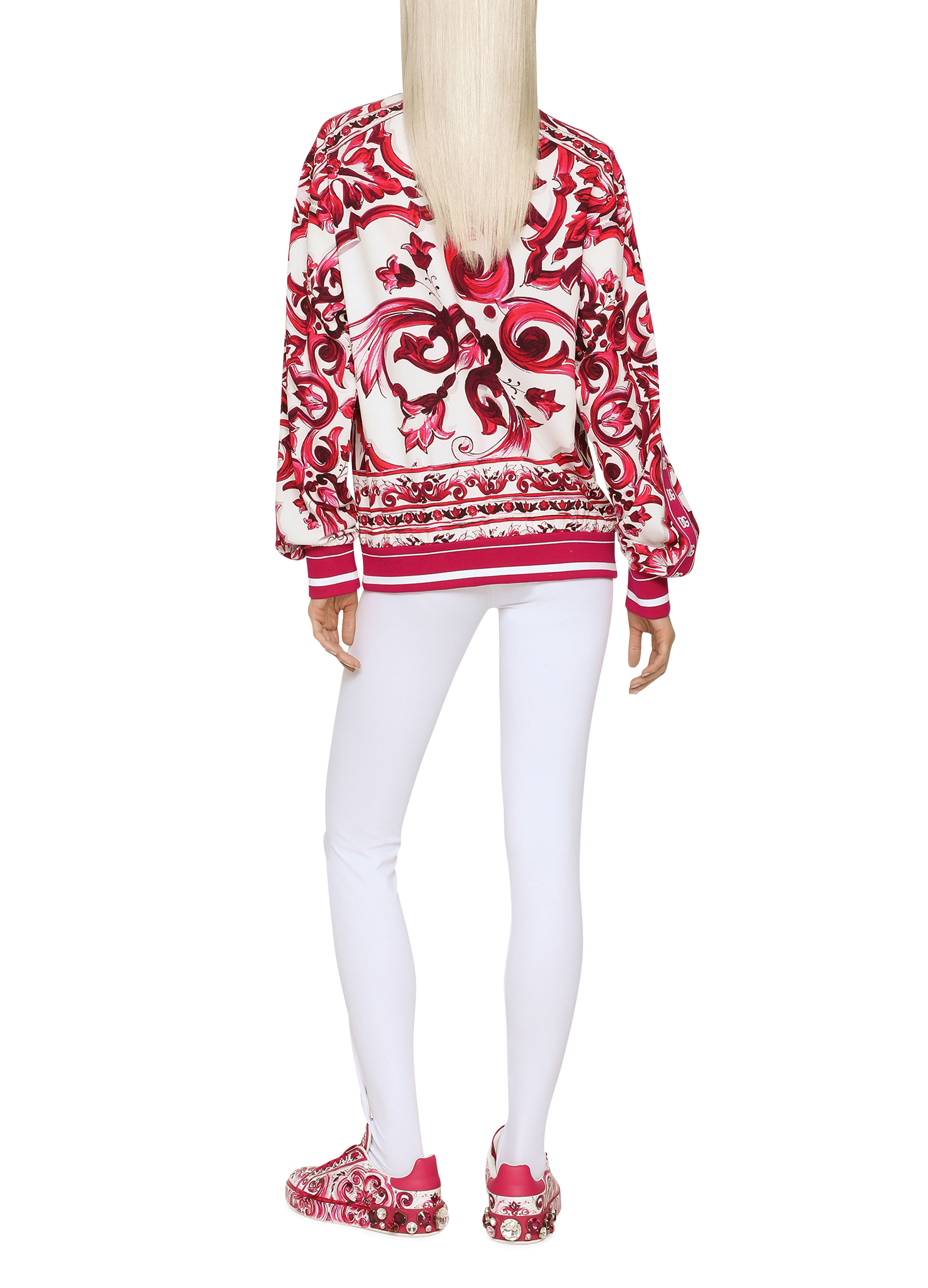 Dolce & Gabbana Cady Sweatshirt with Maiolica Print and Zip