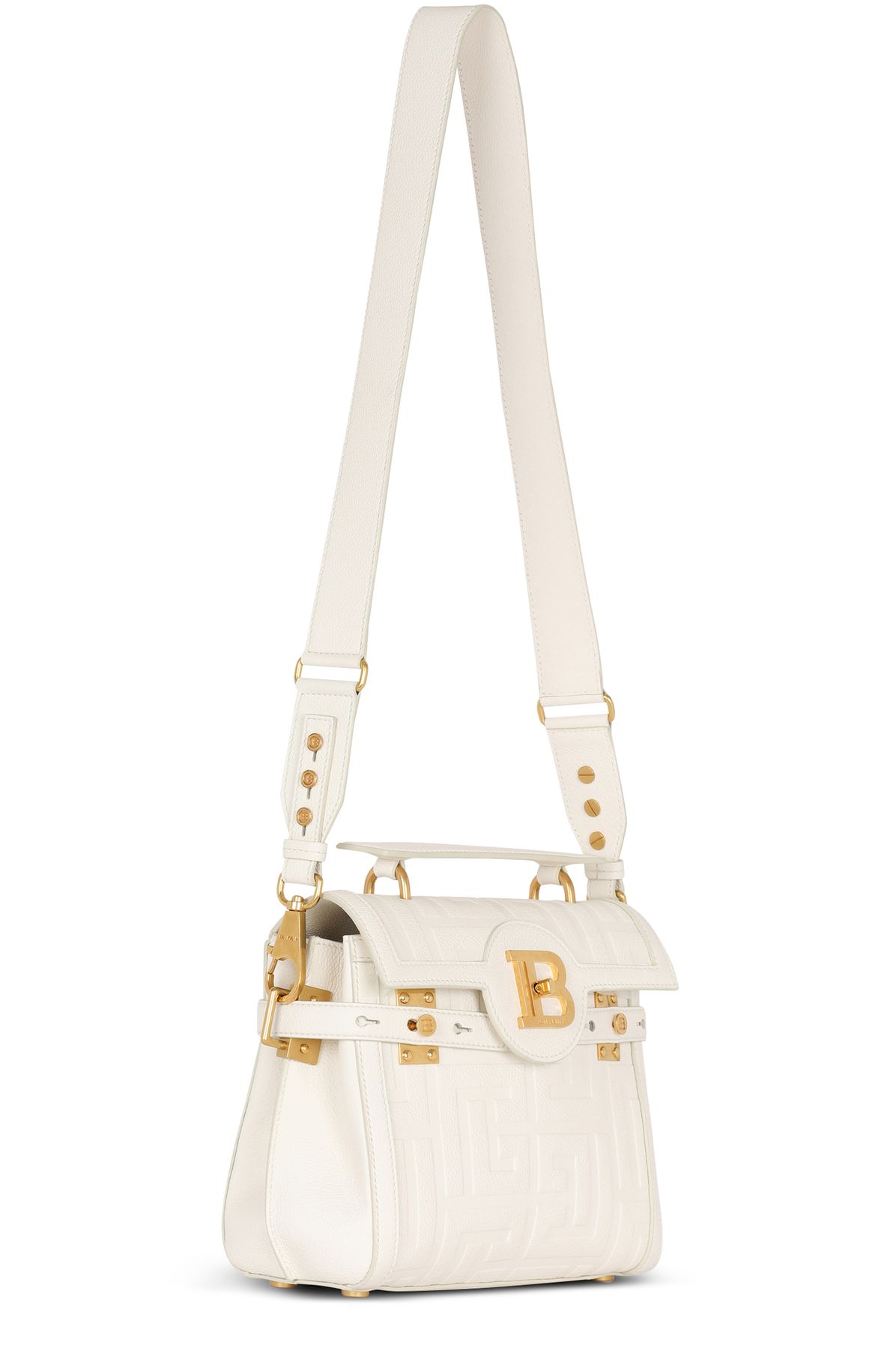 Balmain B-Buzz 23 bag in monogrammed grained leather