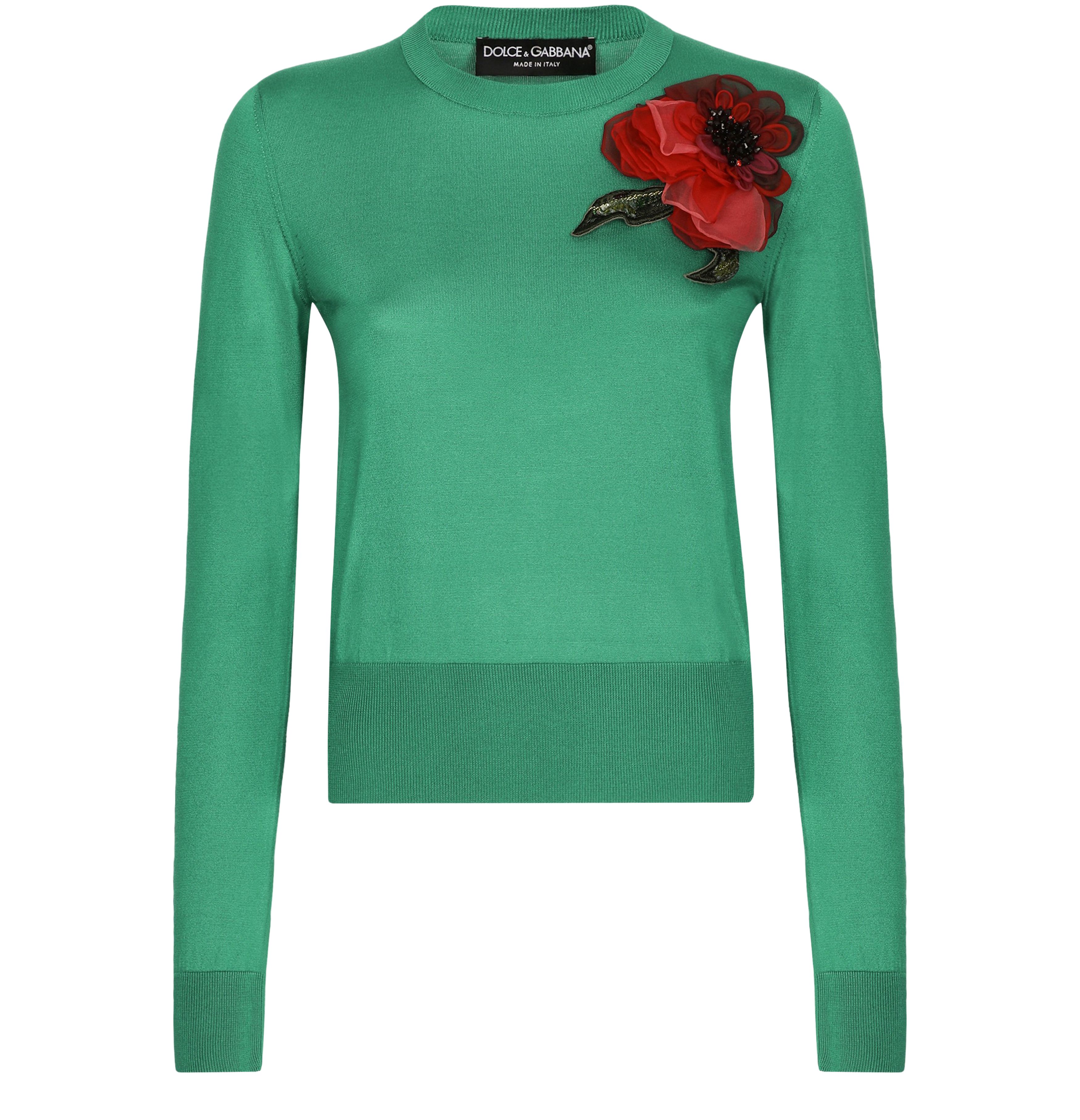 Dolce & Gabbana Silk sweater with flower appliqué